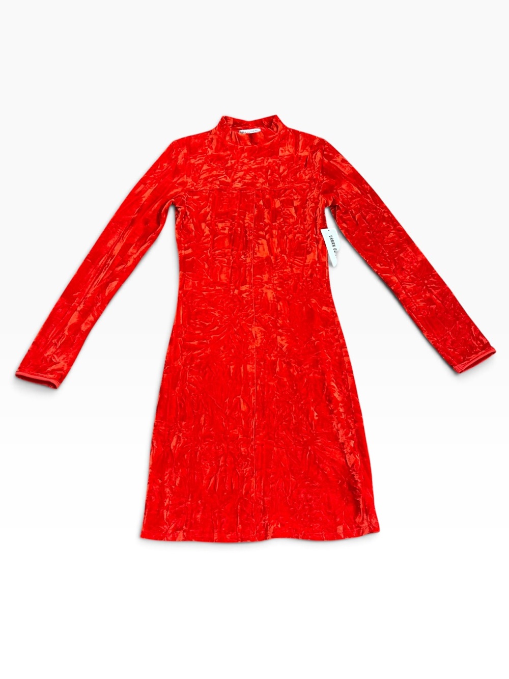 Urban Outfitters Ice Crusher Crushed Velvet Mini Dress Red S